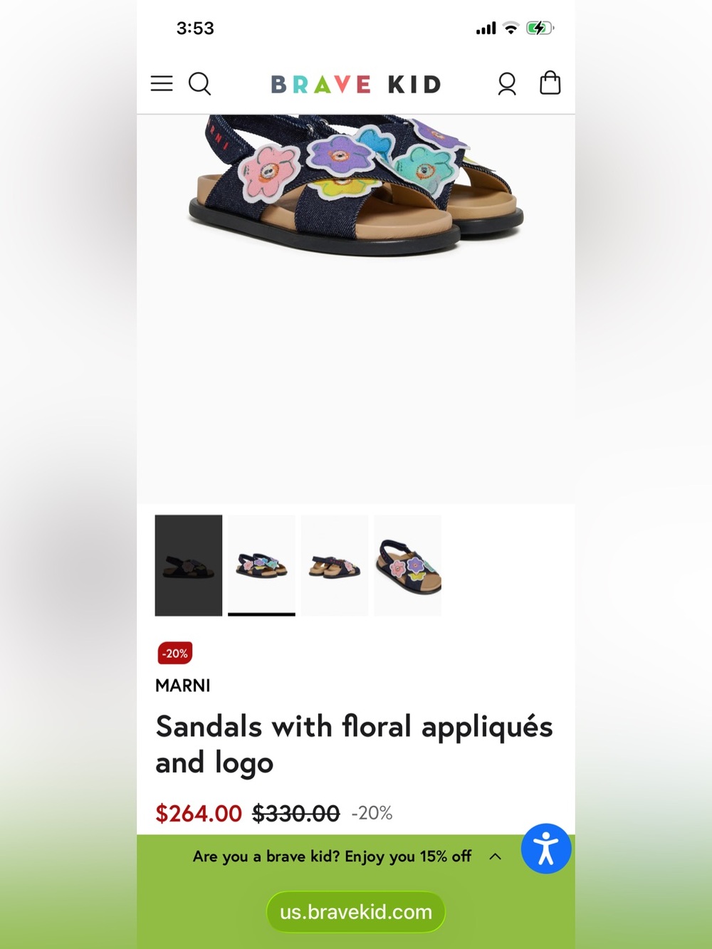 Marni Navy Kids Sandals with Multicolor Flower Appliqués